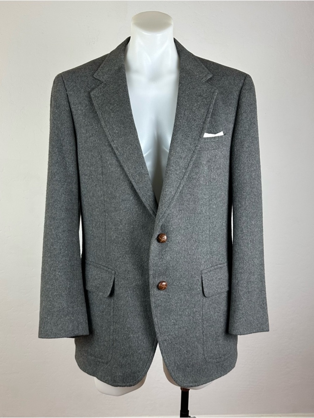 Patrick James Soft Camel Hair Men's Classic Gray Two-Button Wool Blazer